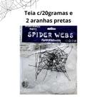 Teia aranha branca 20g c/2 aranhas decoração Halloween oferta