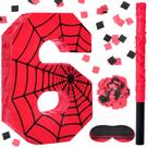 Teia de aranha Piñata Simgoing Número 6 com olhos vendados e confetes Teia de aranha Piñata Simgoing Número 6 com olhos vendados e confetes