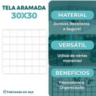 Tela Aramada 30x30cm Organização de Acessórios Painel Decorativo Mural Inspiração