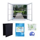 Tela de janela JIT-FUNG DIY 130x155cm com fita e cortador preto