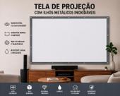 Tela de Projeção Projetor 70 Polegadas com Ilhós Metálico Inoxidável para Projetor Full HD 4K