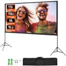 Tela de projetor VEVOR 120 polegadas 16:9 4K 1080 HD com suporte