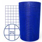 Tela Galvanizada Revestida PVC Azul 12mm com 1 metro x 30 metro Cerca Jardim Pet