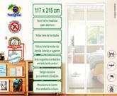 Tela mosquiteira magnética para porta cor branca listrada vertical 117 x 215 cm