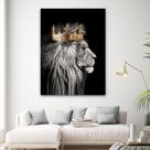 Tela Quadro Decorativo p salaRei Leão luxo King Coroa 130x90