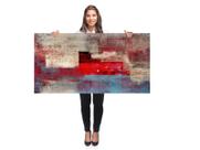 Tela Quadro Decorativo sala Abstrato arte vermelho branco 98x50