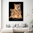 Tela Quadro Grande Decorativo Para sala Leoa 3 filhotes 60x40 Quadro Quarto Hall Cozinha