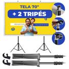 Telão De Retroprojetor Com 2 Tripé Tecido Para Datashow 70 Pol Tela Projeção