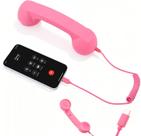 Telefone Retrô com Fio e Microfone, Receptor com Alto-falante, Rosa