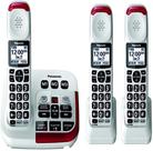 Telefone sem fio amplificado Panasonic KX-TGM420W + (2) KX-TGMA44W com secretária eletrônica digital expansível até 6 aparelhos e amplificador de volume de voz 40 dB