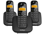 Telefone sem Fio Intelbras TS3113 Base e 2 Ramais DECT 6.0 Preto