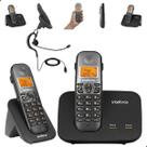 Telefone sem fio Mini Central PABX Para 2 linhas TS 5150 Com 1 Ramal e Headset Fone de Ouvido Bina Viva Voz e Expansível até 10 Ramais intelbras