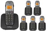 Telefone Sem Fio Preto Intelbras Viva Voz 5 Ramais Identificador