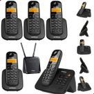 Telefone Sem Fio Secretária Eletrônica + 4 Ramal Para Chip 4
