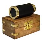 Telescópio Portho Handheld Brass Antique de 15 cm com caixa de madeira