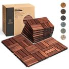 Telhas de convés THYOI Interlocking Acacia Wood, 10 peças, marrom escuro
