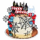 Tema Cake Topper Qoadwem Spider com teia de aranha e bolas