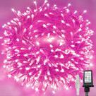 Temporizador de 8 modos à prova d'água String Lights KAQ 240LED rosa 27m