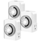 Temporizador de tomada AaiVrylliz duplo, 3 pinos, 24 h, pacote com 3, 125 V