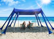 Tenda de praia Vibemo 305x305cm UPF50+ com sacos de areia e postes