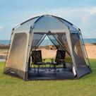 Tenda de tela KingCamp para 6-8 pessoas 3,7 x 3,7 m com guarda-sol