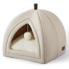 Tenda e Cama para Gato Bedsure 2 em 1 - Com Travesseiro Bege