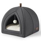 Tenda e Cama para Gato Bedsure 2 em 1 - Com Travesseiro Cinza Escuro