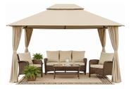 Tenda Gazebo Quadrada 3x3 Aco E Poliester Premium - Ventura Bege