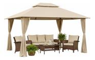 Tenda Gazebo Retangular 4x3 Aco E Poliester Deluxe - Malibu Bege