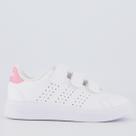Tênis Adidas Advantage Base 2.0 CF Infantil Branco e Rosa
