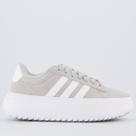 Tênis Adidas Grand Court Platform Suede Feminino Cinza