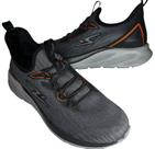 Tênis adrun masculino 10711 sola eva conforto em tecido respirável sem cadarço grafite preto laranja Tênis adrun masculino 10711 sola eva conforto em tecido respirável sem cadarço grafite preto laranja