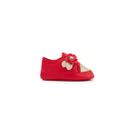 TÊNIS BEBÊ FEMININO COM tiras autocolantes VERMELHO GLITTER FLORZINHA