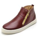 Tenis Botinha Feminino Couro Cano Baixo Hiate Elegante cor World Jabuticaba