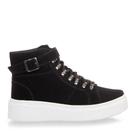 Tênis Botinha Feminino Preto Solado Alto Fivela Cano Médio