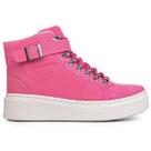 Tênis Botinha Feminino Rosa Solado Alto Fivela Cano Médio Tênis Botinha Feminino Rosa Solado Alto Fivela Cano Médio