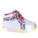 Tenis Botinha Infantil Meninas Com Luzinha Luz de Led Branca Oncinha