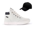 Tenis Botinha Infantil Meninos Casual Cano Alto Confortavel + Bone