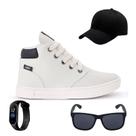 Tenis Botinha Infantil Meninos Casual Cano Alto Confortavel + Bone Oculos Relogio