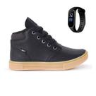 Tenis Botinha Infantil Meninos Casual Cano Alto Confortavel + Relogio