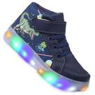 Tenis Botinha Masculino De Led Calce Facil Infantil Dinossauro Personagem DIversão Luzinha