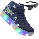 Tenis Botinha Masculino De Led Com Calce Facil Infantil Dinossauro Personagem DIversÃo Luzinha + Oculos