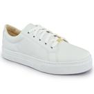 Tenis Branco Casual Sapatenis Feminino Sola Reta