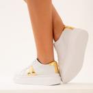Tênis Branco Feminino com Detalhe Dourado e Sola Anti-Derrapante Tênis Branco Feminino com Detalhe Dourado e Sola Anti-Derrapante