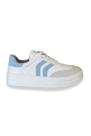 Tênis Branco Solado Alto Detalhes Azul Bebê Via Marte