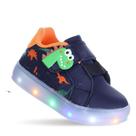 Tenis Calçado Infantil Masculino Luzinha Luz Led Dinossauro Azul - Pemania