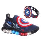 Tenis Calçado Infantil Menino Com Luz de Led Colorida Com Pulseira Azul - Pemania