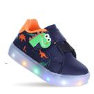 Tenis Calçado Led Infantil Masculino Menino Luzinha Luz Dinossauro Azul