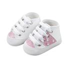 Tênis cano alto de bebê branco glitter rosa soffete