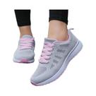 Tênis Casuais Respiráveis Para Mulheres, Sapatos De Caminhada De Malha, Sneakers Planos Brancos,